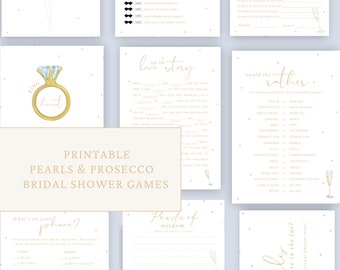 Pearls & Prosecco Bridal Shower Games/Printable Editable Digital Download Templates