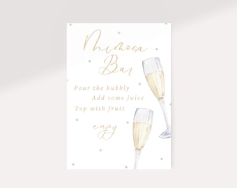 Pearls & Prosecco Mimosa Bar Sign Template/Bridal Shower Engagement Wedding sign/Minimalistic digital download
