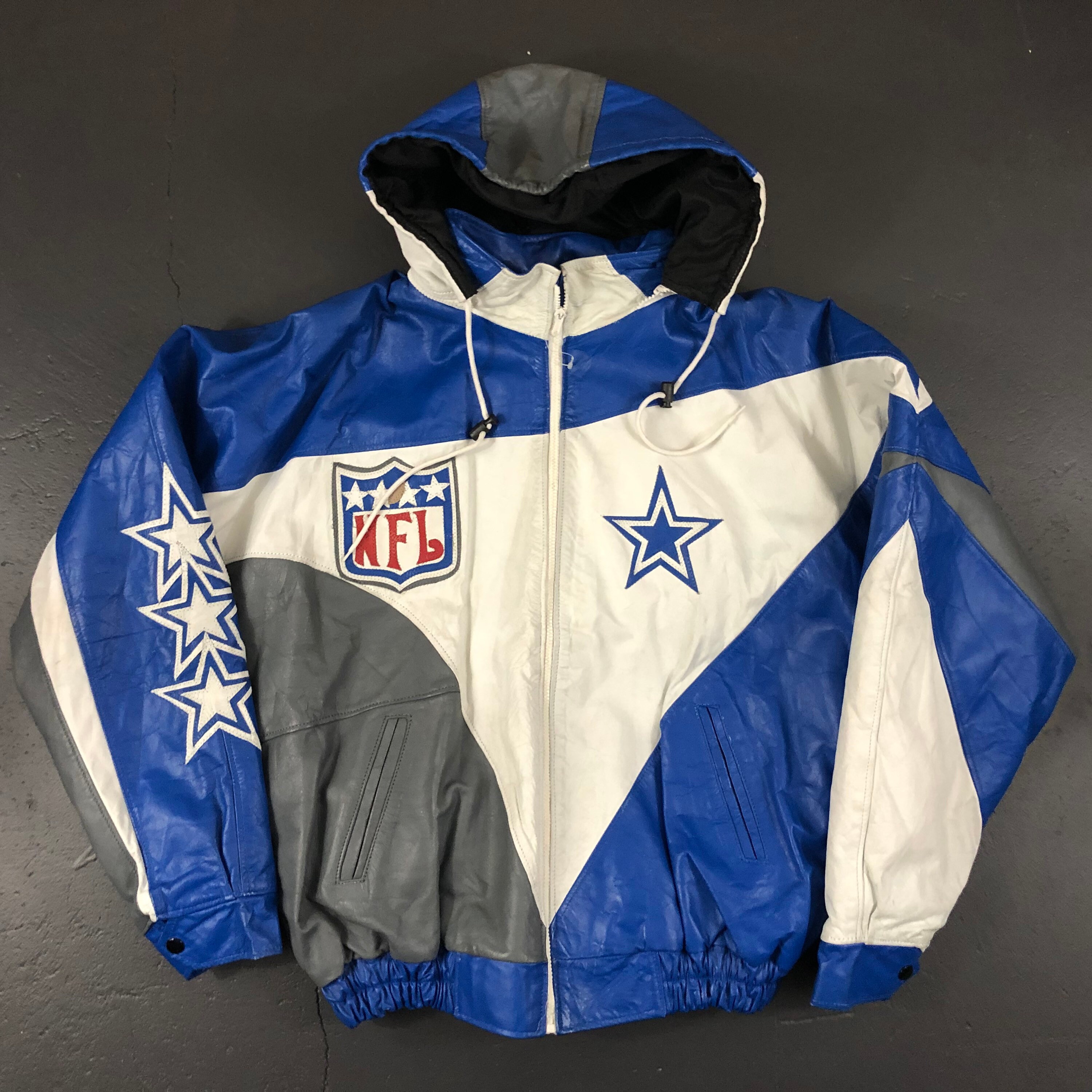 Vintage 90s Dallas Cowboys NFL Football Leather Patched Full Etsy