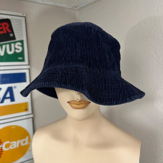 Vintage 90s Navy Blue Corduroy Bucket Hat. Size M… - image 1