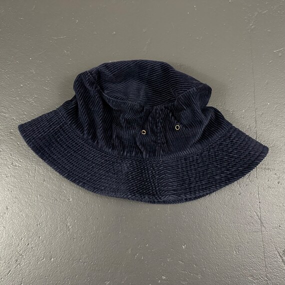 Vintage 90s Navy Blue Corduroy Bucket Hat. Size M… - image 2