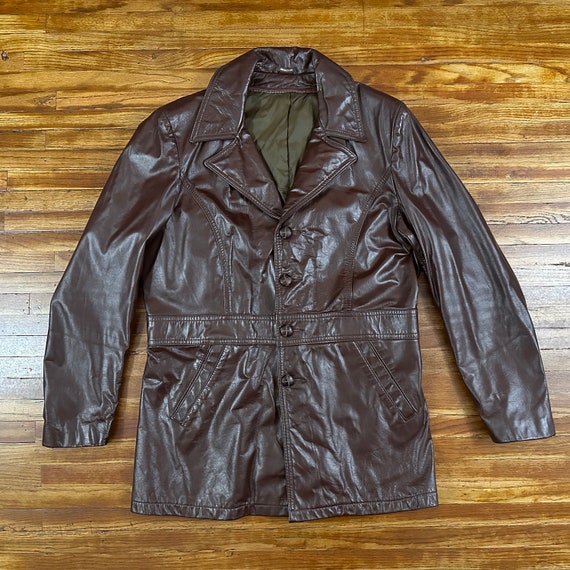 Vintage 70s Kirks Suede Life Brown Leather Long Button Jacket/coat 