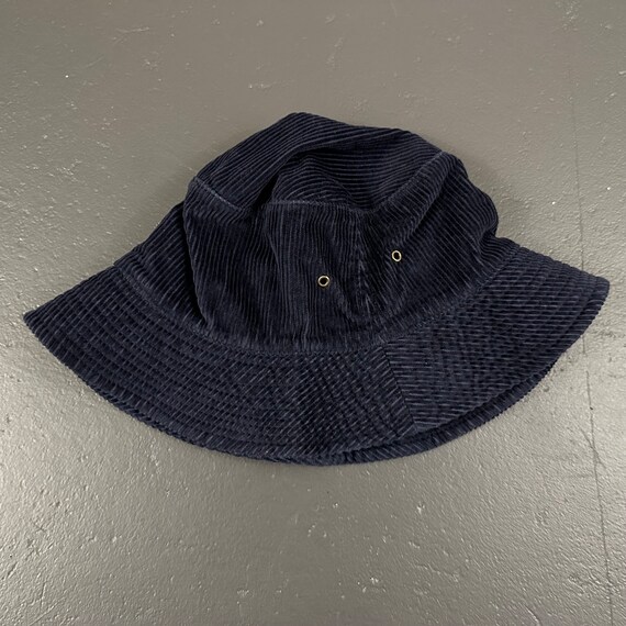 Vintage 90s Navy Blue Corduroy Bucket Hat. Size M… - image 3
