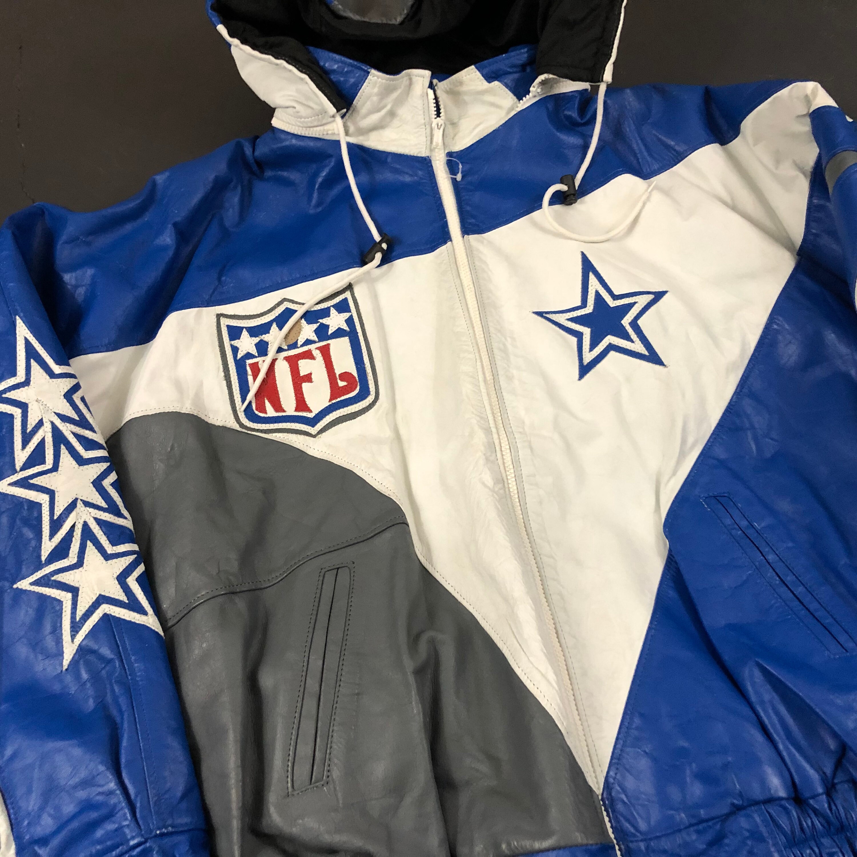 Vintage 90s Dallas Cowboys NFL Football Leather Patched Full Etsy