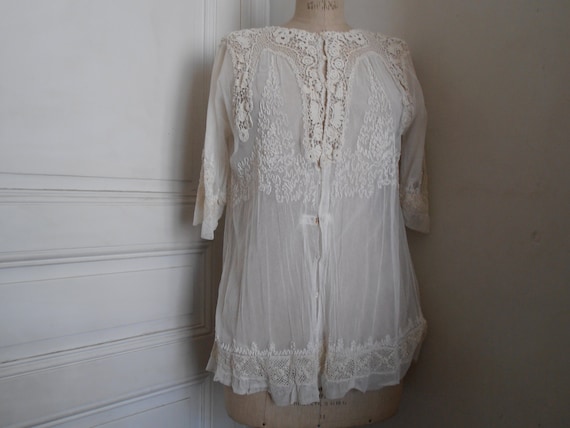 Gorgeous French vintage lace bed jacket