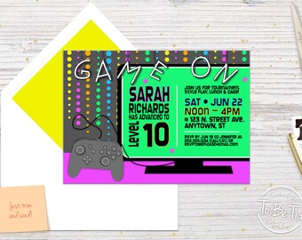 Video Game Party Invitation - Made to Order Digital File/Printable