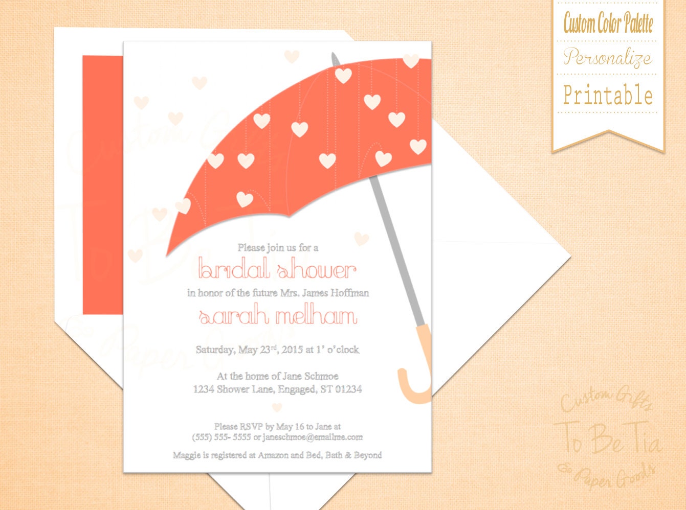 Printable Showered with Love Umbrella Bridal Shower Invitation Etsy