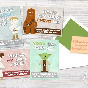 SAME DAY SERVICE Star Wars Valentine's Day Cards for Kids Personalized/ You-Print image 2