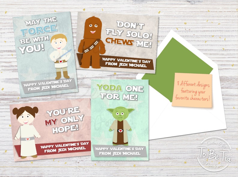SAME DAY SERVICE Star Wars Valentine's Day Cards for Kids Personalized/ You-Print image 2