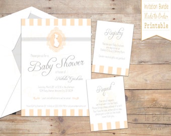 Vintage Cameo Baby Shower Invitation Bundle - Printable/Made-to-Order