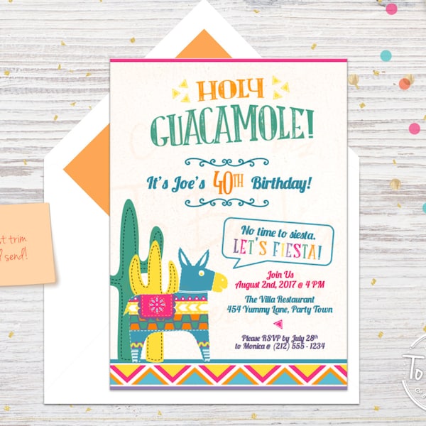 Fiesta Party Invitation - Made to Order Digital File/Printable