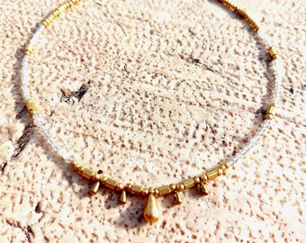 Labradorite beaded necklace Genuine Gemstones beads necklace for her, Christmas gift, Handmade Boho jewelry