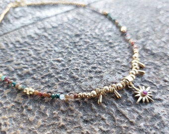 Genuine Gemstones beads necklace Elegant necklace for her, Christmas gift, Boho jewelry