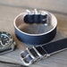 20mm, 22mm Leather 3 Ring Watch Strap - Vintage Black, Handmade