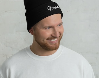 Groom Embroidered Beanie, wedding day hat, gift for him, cozy groom gift, wedding shower present