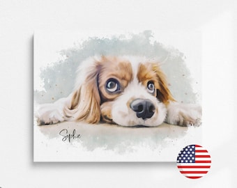 Custom Dog Portrait from Photo, Personalized Gift for Mom, Pet Memorial, Pet Parent Gift
