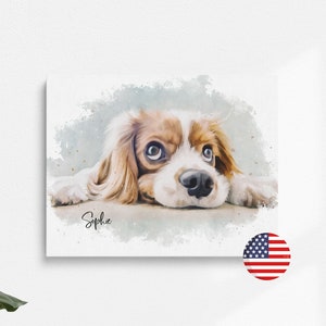 Custom Dog Portrait from Photo, Personalized Gift for Mom, Pet Memorial, Pet Parent Gift