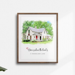 Personalized Printable Custom House Portrait from Photo, First Home Housewarming Gift, Realtor Closing Gift, Digital House Portrait