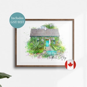 Airbnb Custom House Portrait from Photo, Personalized Airbnb welcome sign, Watercolour Sketch