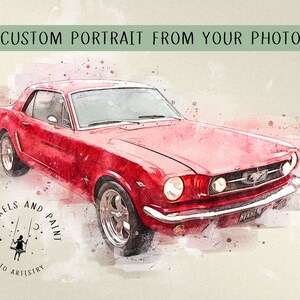Personalized Gift for Him, Gift for Dad, Custom watercolor car portrait from photo, Boyfriend birthday gift ideas
