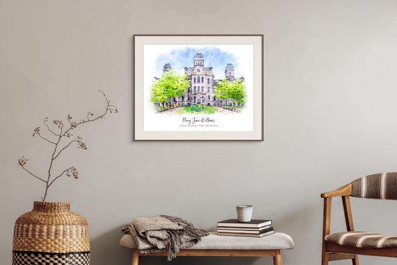 Personalized College Graduation Gift Class of 2025, Custom University Portrait from Photo