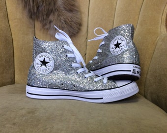 Silver Converse all stars.