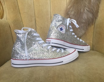 silver converse high tops womens