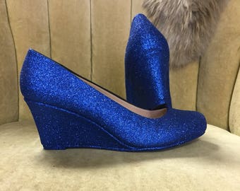 royal blue wedge shoes