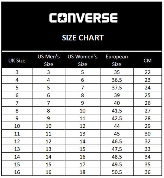 Taille 6 converse correspondance cheap