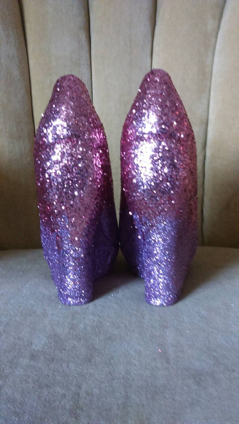 Bubble gum pink and lavender wedge high heels Bridal shoes Sizes 5.5-11