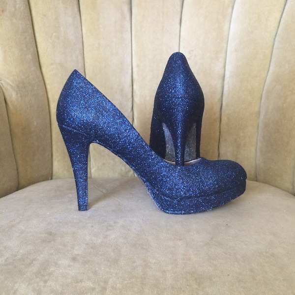 navy sparkle heels