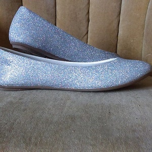 Women's custom made to order ballet flats. Glitter flats. Slip on shoes