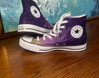 Purple and gold ombre converse all stars.