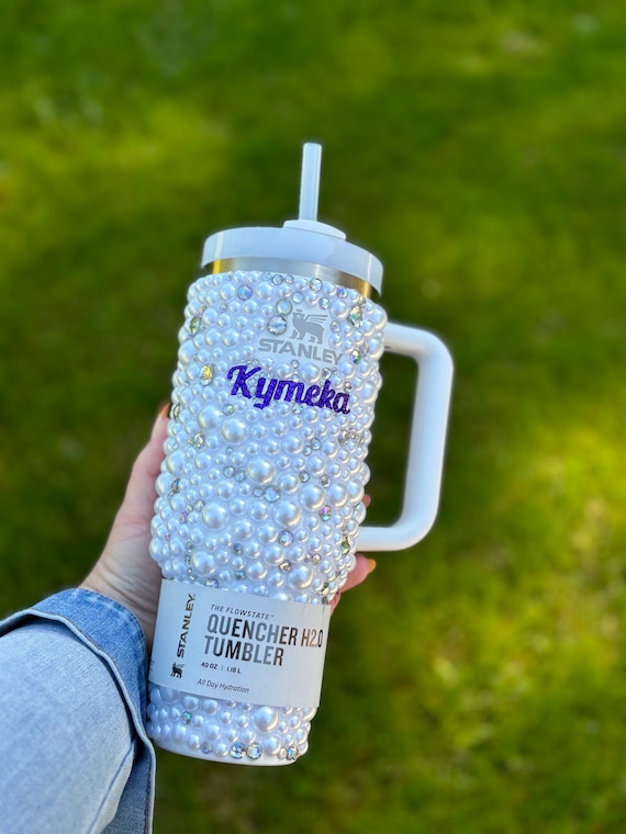 Personalized Pearl & Rhinestone Stanley Quencher - Custom Crystal Tumbler -  Etsy