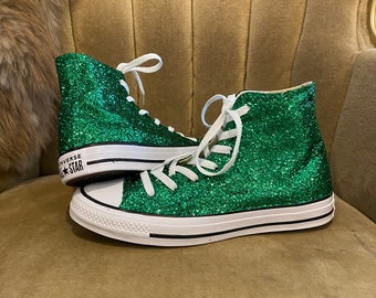 green glitter converse