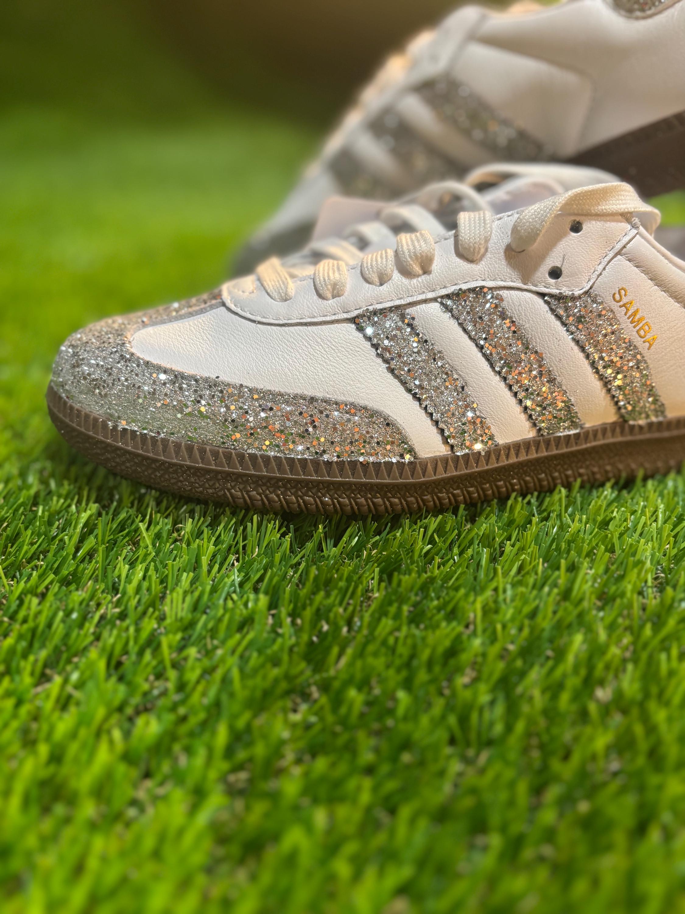 adidas gazelle silver green womens 35 1/2 EU Adidas Samba Glitter Shimmer Silver main image 1