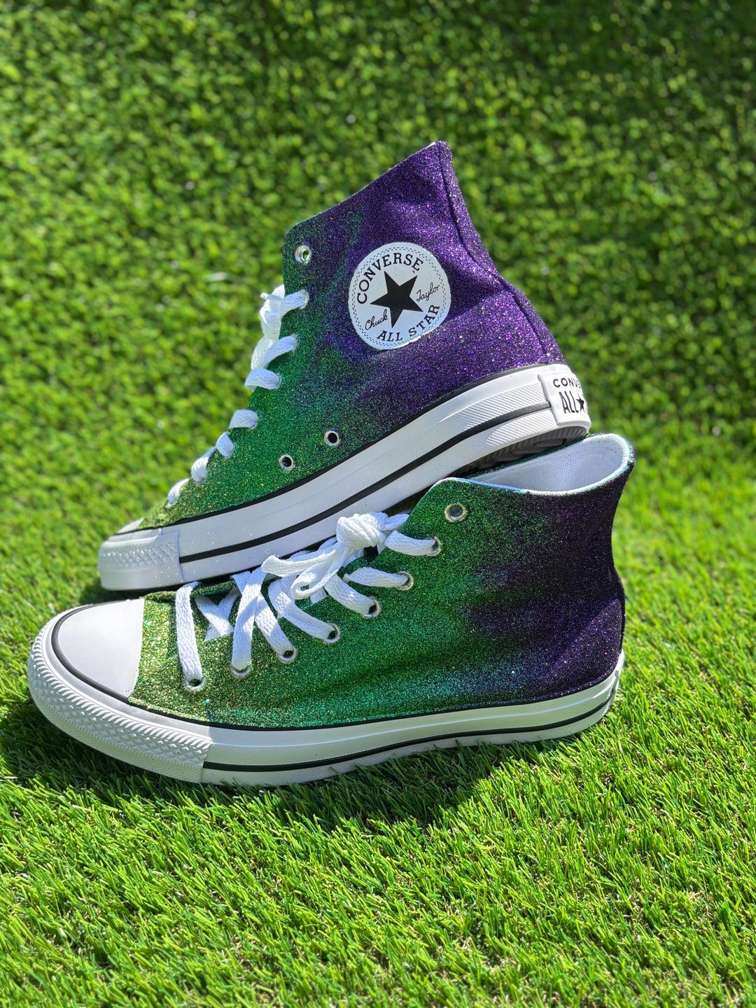 Converse All Sparkly Glitter Purple and Green Mardi