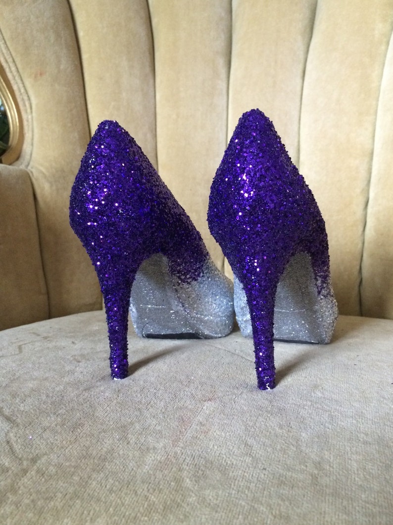 Bridal shoes Purple and silver glitter high heels Sizes 5.5-11 Glitter high heels