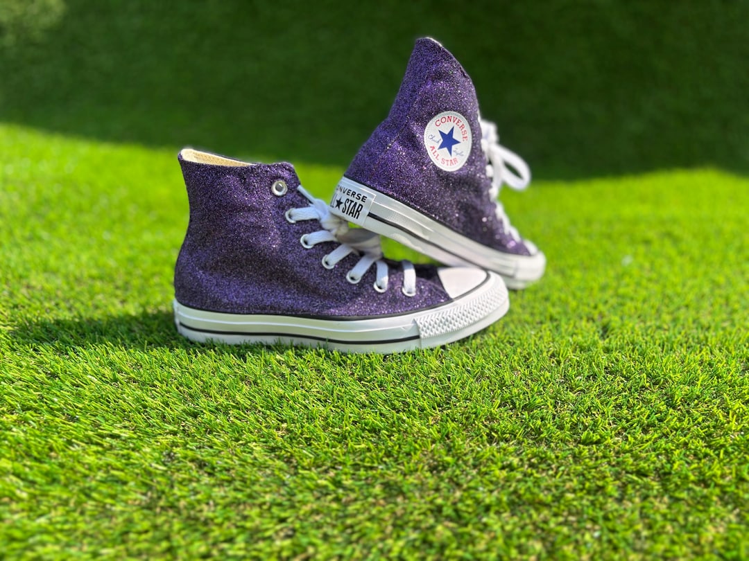 Dark Purple Glitter Converse Black And Purple Converse High Tops