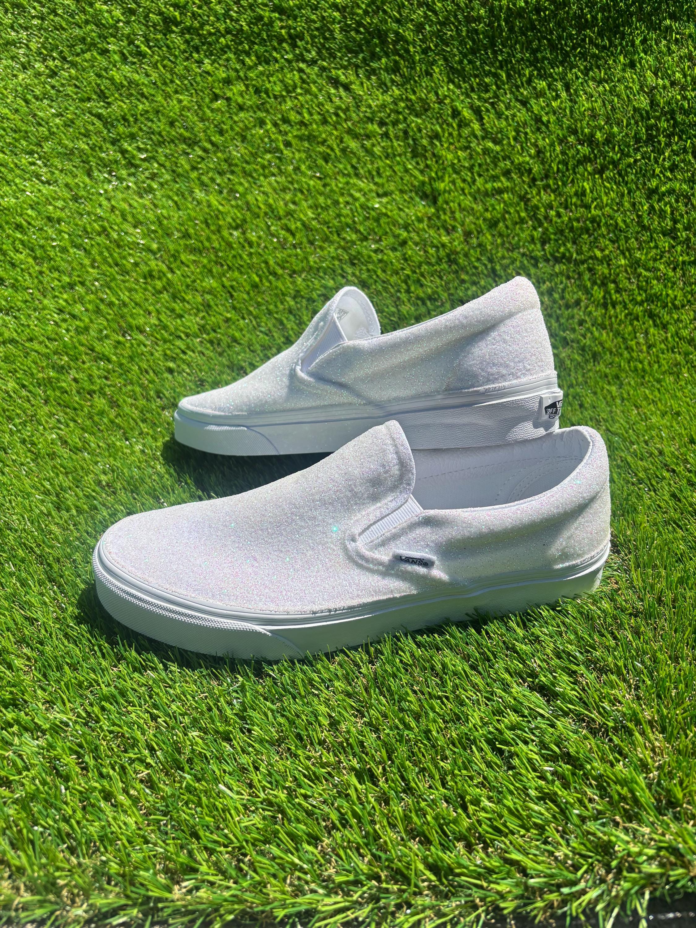 Iridescent Glitter Vans: Custom Bridal Sneakers, Sparkly 