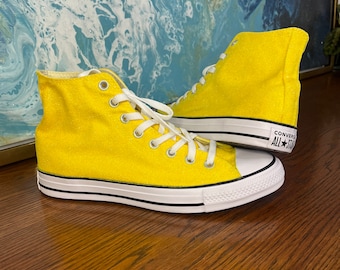 Converse gialle glitterate realizzate su misura. Scarpe da ginnastica alte. Etsy Italia