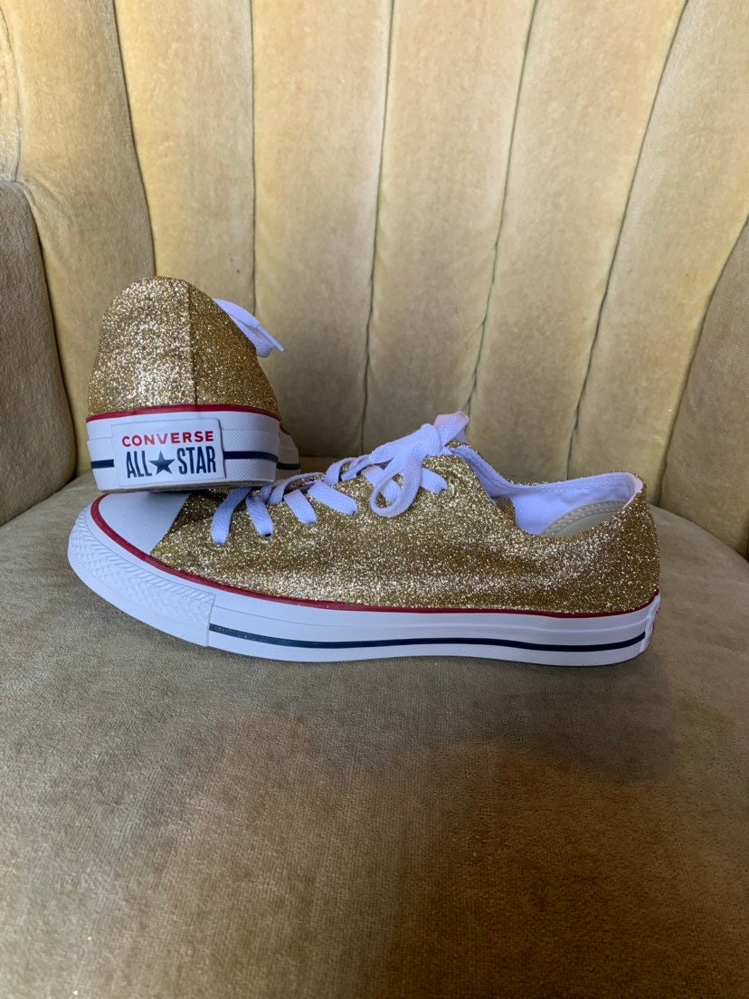 Authentic Converse All Stars in Gold Glitter. Custom Made to Order