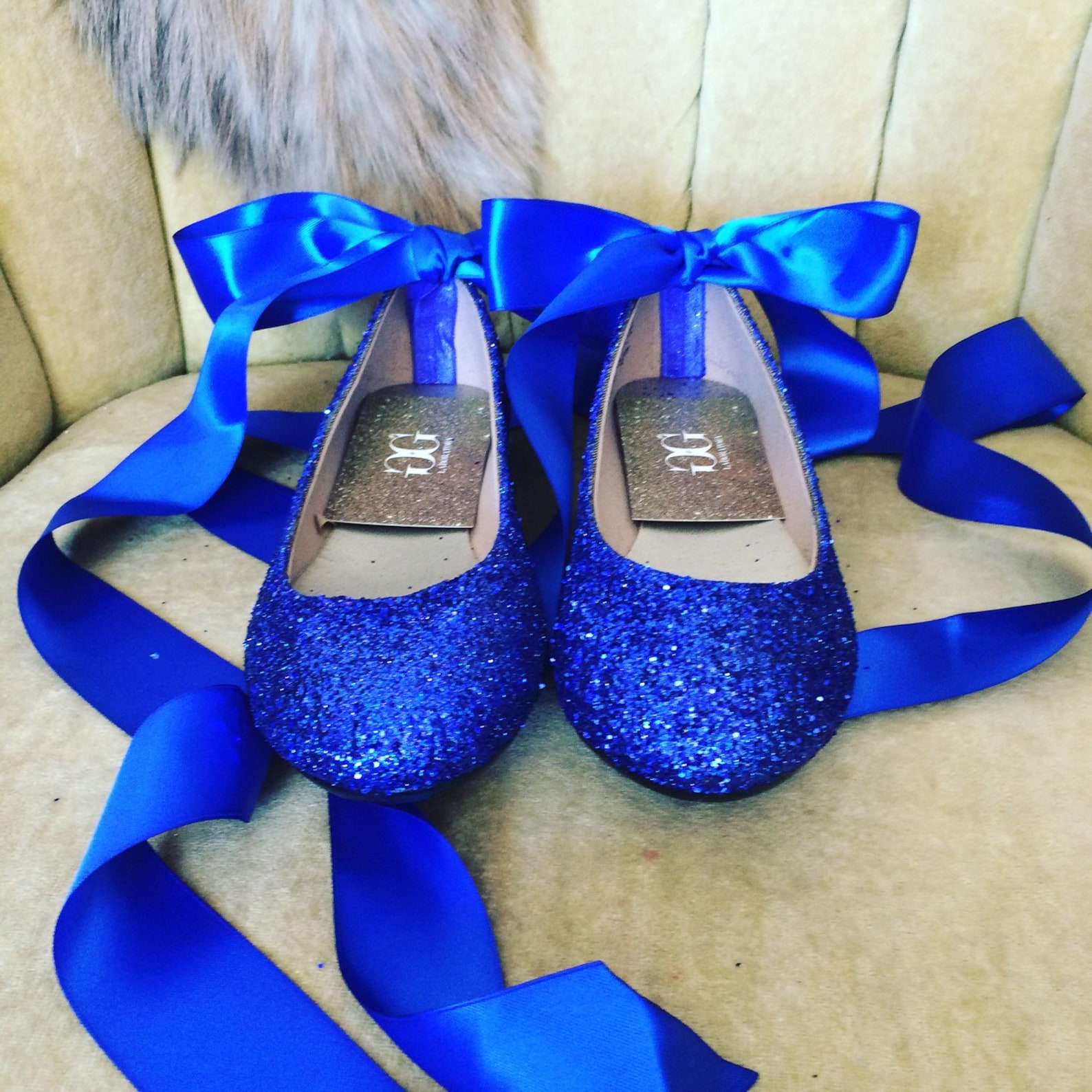 blue glitter lace up ballet flats. custom made to order. women's us sizes 5-12