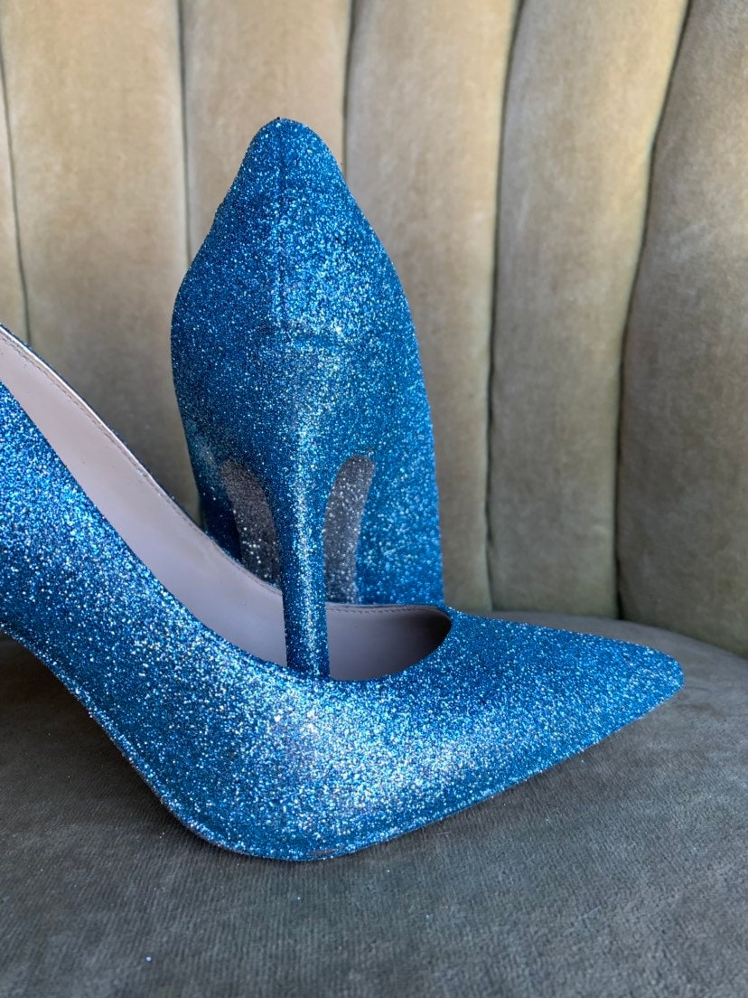 Light blue glitter heels top