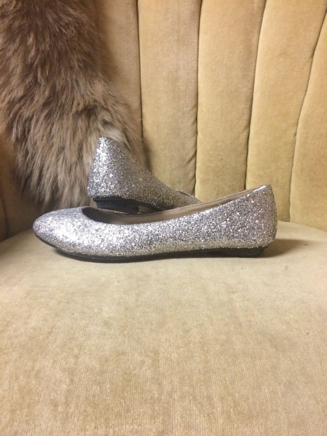 silver sparkly ballet flats
