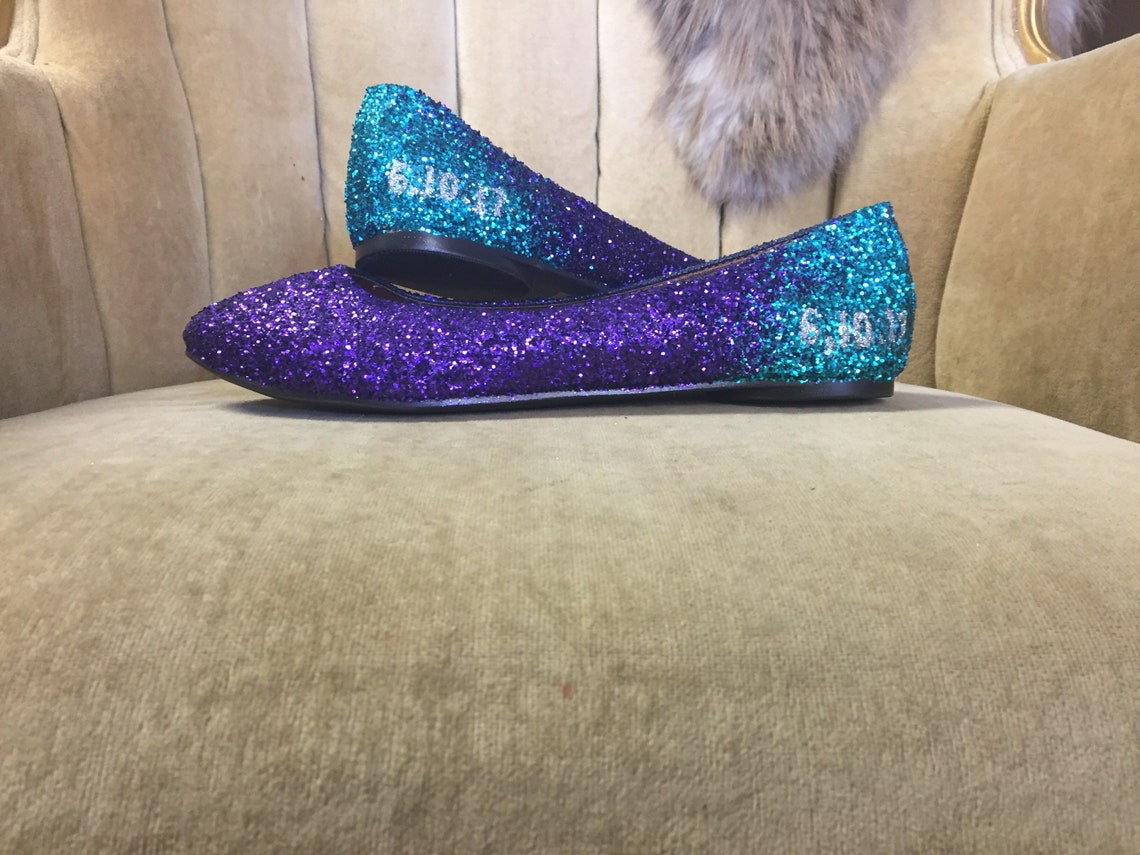 Personalized Ombre Ballet Flats. Teal to Purple Ombre. | Etsy