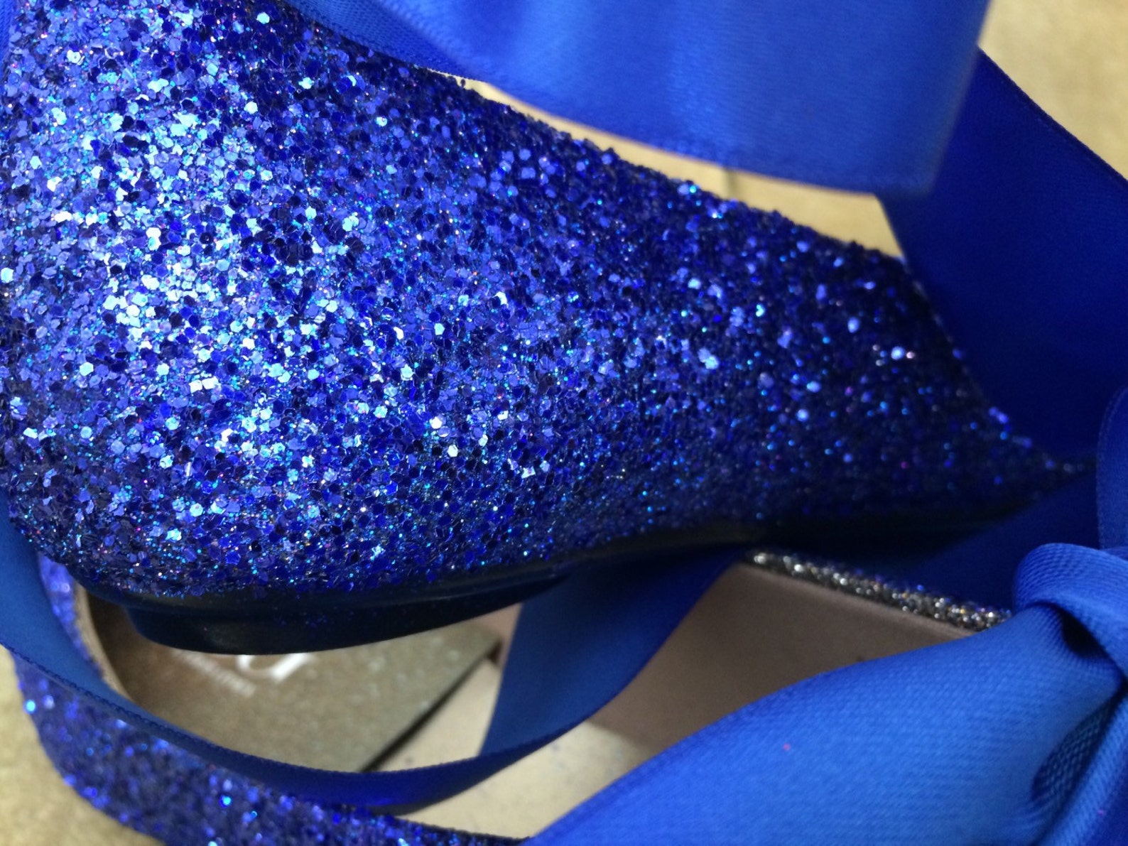 blue glitter lace up ballet flats. custom made to order. women's us sizes 5-12