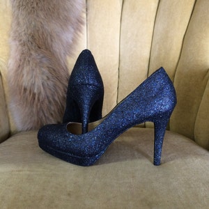 Dunkelblau Glitzer High Heels - Sonderanfertigung auf Bestellung