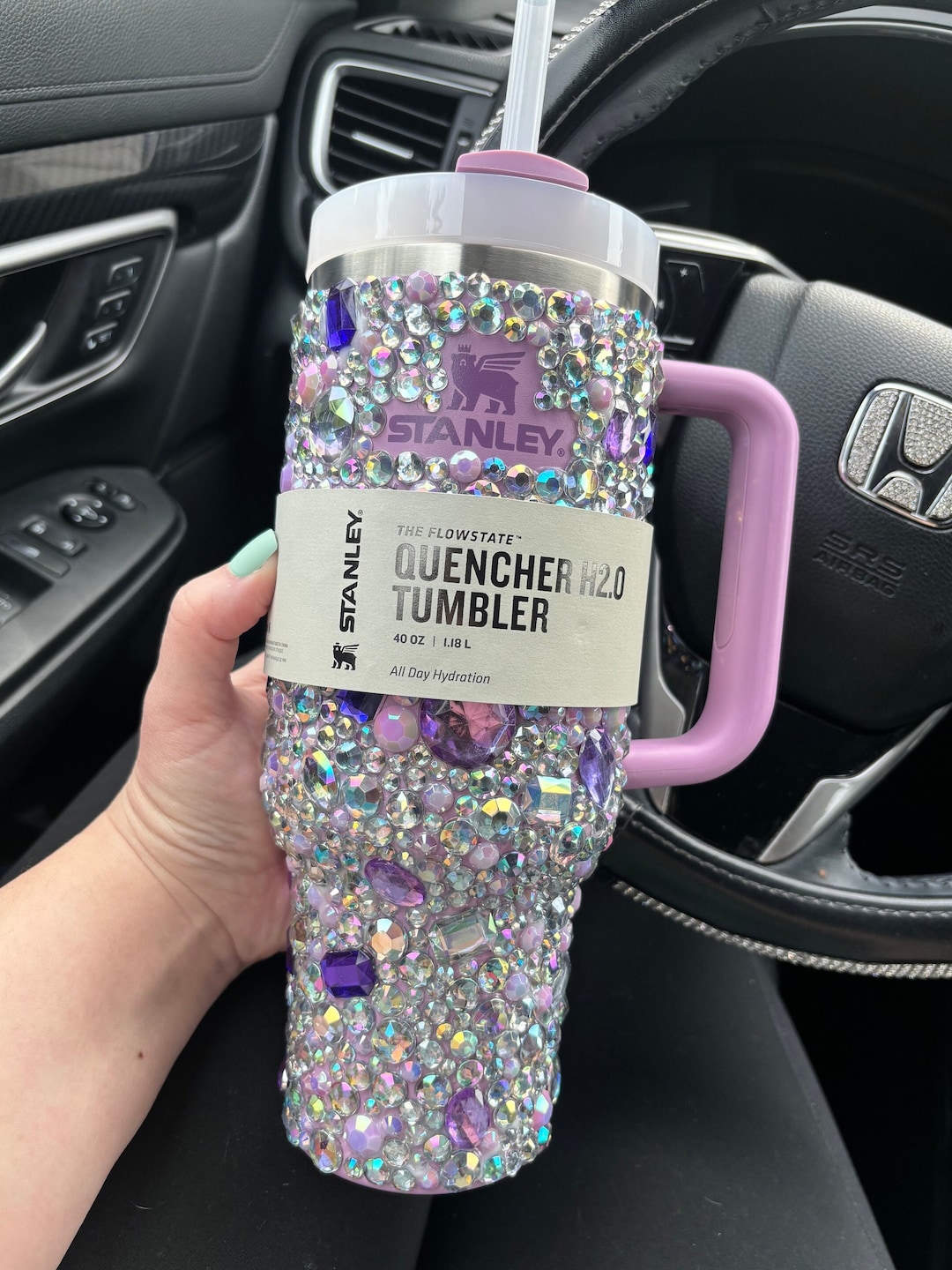Rhinestone Stanley. Purple Crystal Insulated Stanley Cup. 40oz Stanley
