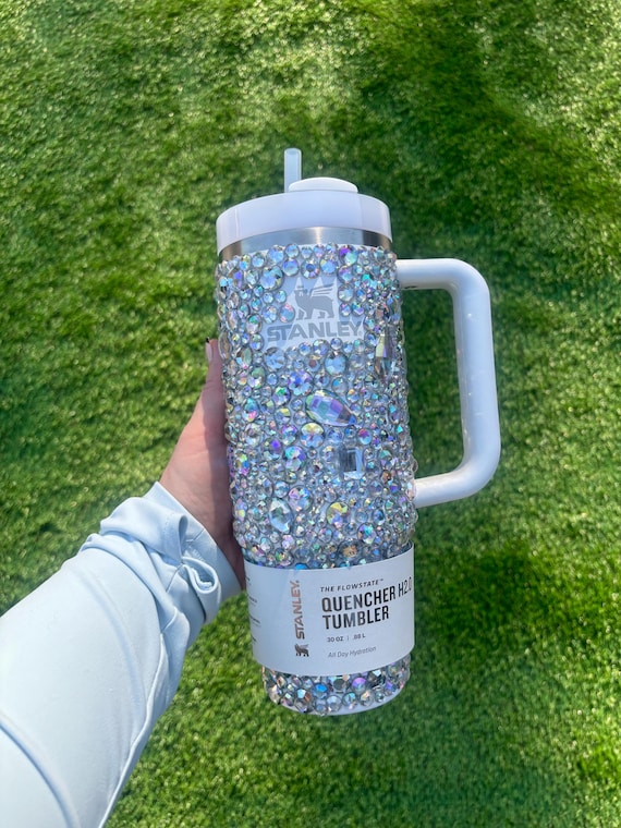 Clear Rhinestone Stanley Quencher. White Crystal Tumbler. - Etsy Israel